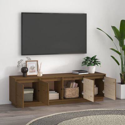 vidaXL TV-benk honningbrun 156x37x45 cm heltre furu