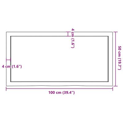 vidaXL Benkeplate til bad lysebrun 100x50x(2-4) cm behandlet heltre