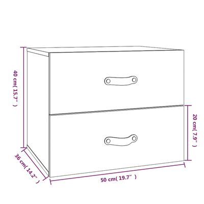 vidaXL Veggmonterte nattbord 2 stk 50x36x40 cm