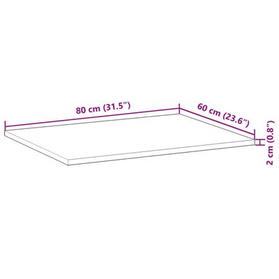 vidaXL Plate til baderomsskap ubehandlet 80x60x2 cm heltre akasie