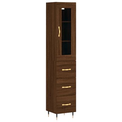 vidaXL Highboard brun eik 34,5x34x180 cm konstruert tre