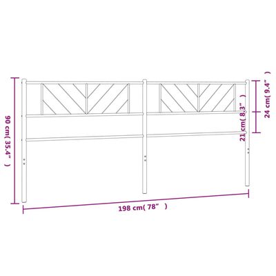 vidaXL Sengegavl i metall hvit 193 cm