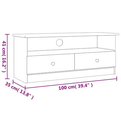 vidaXL TV-benk med skuffer ALTA hvit 100x35x41 cm heltre furu