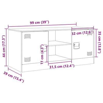 vidaXL TV-benk olivengrønn 99x39x44 cm stål