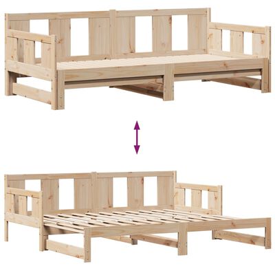 vidaXL Uttrekkbar dagseng med skuffer 80x200 cm heltre furu