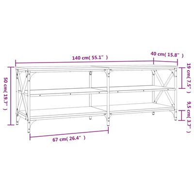 vidaXL TV-benk sonoma eik 140x40x50 cm konstruert tre