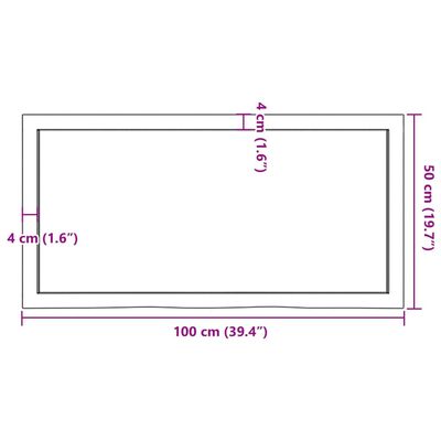 vidaXL Benkeplate til bad lysebrun 100x50x(2-6) cm behandlet heltre