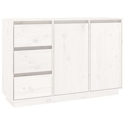 vidaXL Skjenk hvit 111x34x75 cm heltre furu