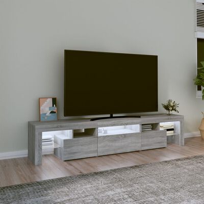 vidaXL TV-benk med LED-lys grå sonoma 200 x 36,5 x 40 cm