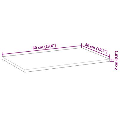 vidaXL Bordplate ubehandlet 60x50x2 cm heltre akasie