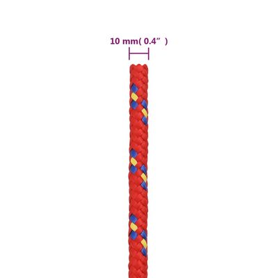 vidaXL Båttau rød 10 mm 100 m polypropylen