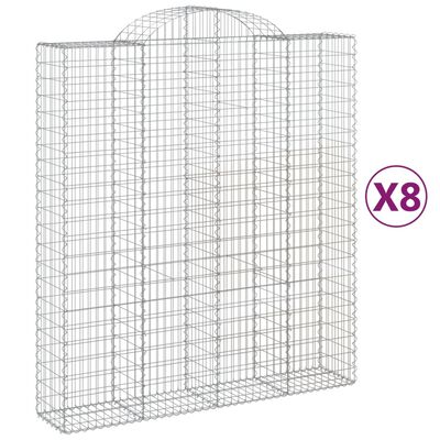 vidaXL Gabionkurver buede 8 stk 200x50x220/240 cm galvanisert jern