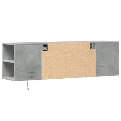 vidaXL Vegghengt TV-benk med LED-lys betonggrå 135x31x39,5 cm