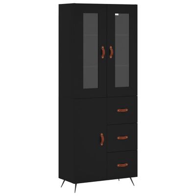 vidaXL Highboard svart 69,5x34x180 cm konstruert tre