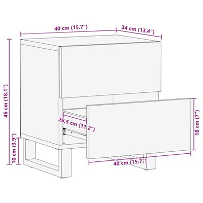 vidaXL Nattbord 2 stk 40x34x46 cm gjenvunnet heltre