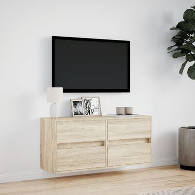 vidaXL Vegghengt TV-benk med LED sonoma eik 100x31x45 cm