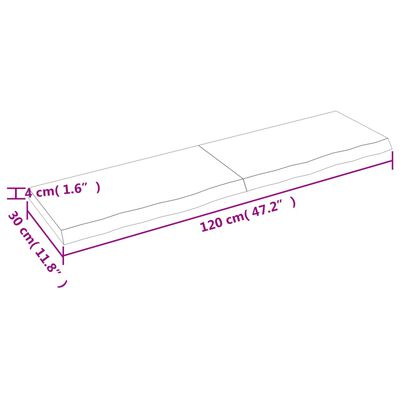 vidaXL Benkeplate til bad mørkebrun 120x30x(2-4) cm behandlet heltre