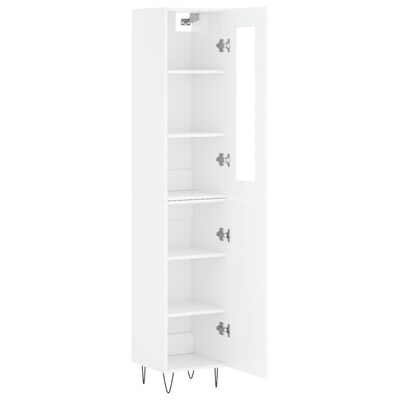 vidaXL Highboard høyglans hvit 34,5x34x180 cm konstruert tre