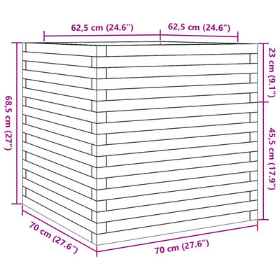 vidaXL Plantekasse 70x70x68,5 cm impregnert furu