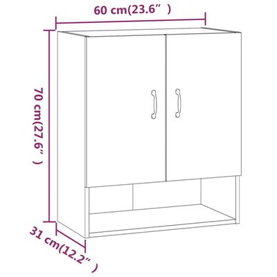 vidaXL Veggskap røkt eik 60x31x70 cm konstruert tre