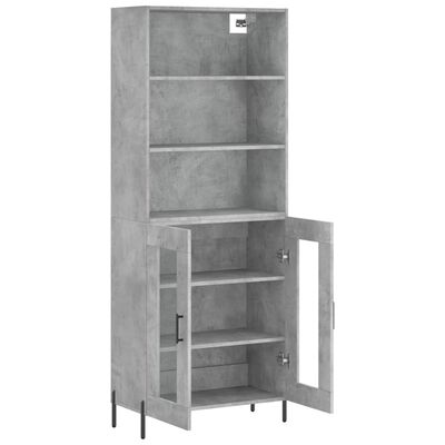 vidaXL Highboard betonggrå 69,5x34x180 cm konstruert tre