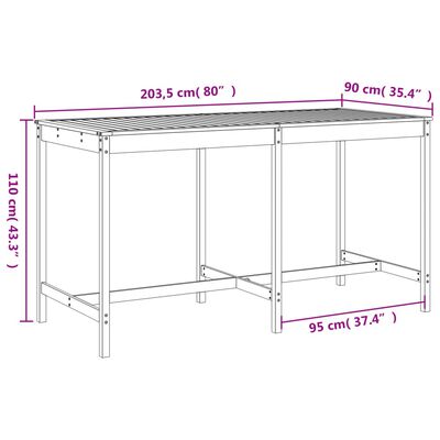 vidaXL Hagebarsett 9 deler svart heltre furu