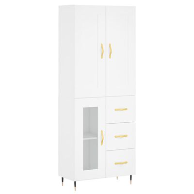 vidaXL Highboard hvit 69,5x34x180 cm konstruert tre