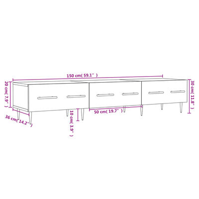 vidaXL TV-benk grå sonoma 150x36x30 cm konstruert tre