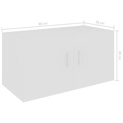 vidaXL Veggmontert skap hvit 80x39x40 cm konstruert tre