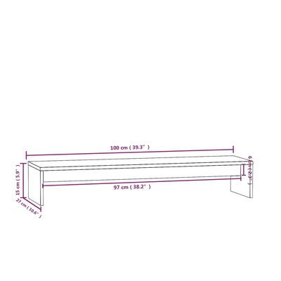 vidaXL Monitorstativ 100x27x15 cm heltre furu