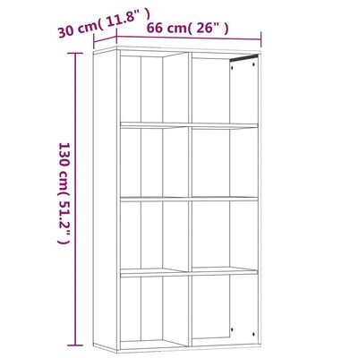 vidaXL Bokhylle/skjenk røkt eik 66x30x130 cm konstruert tre