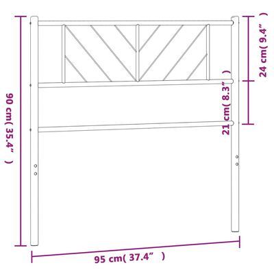 vidaXL Sengegavl i metall hvit 90 cm