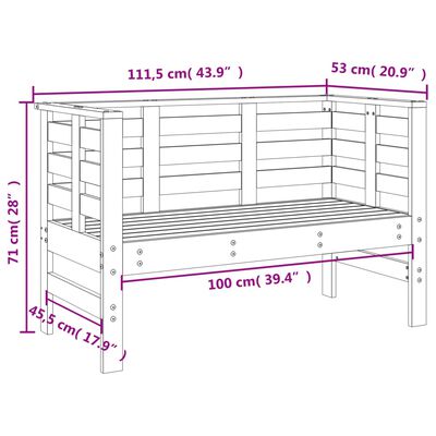 vidaXL Hagebenk svart 111,5x53x71 cm heltre furu