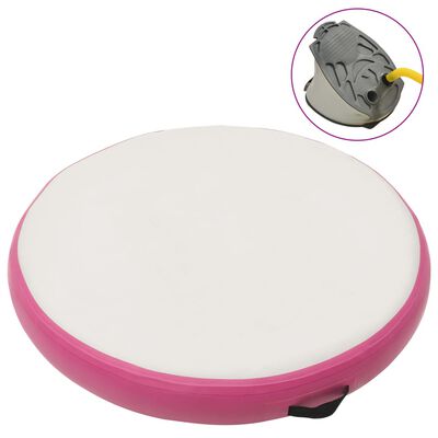 vidaXL Oppblåsbar gymnastikkmatte med pumpe 100x100x10 cm PVC rosa