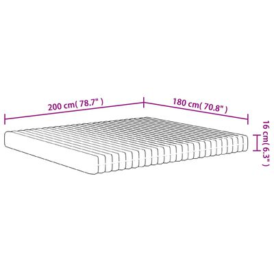 vidaXL Skummadrass middels myk 180x200 cm