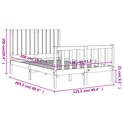 vidaXL Sengeramme med hodegavl 120x200 cm heltre