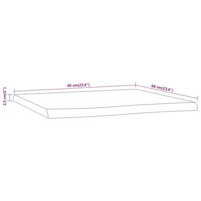 vidaXL Bordplate 60x60x2,5 cm firkantet heltre akasie naturlig kant