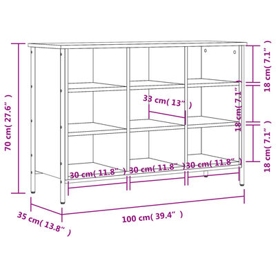 vidaXL Skoskap svart 100x35x70 cm konstruert tre