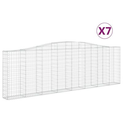 vidaXL Gabionkurver buede 7 stk 400x30x120/140 cm galvanisert jern