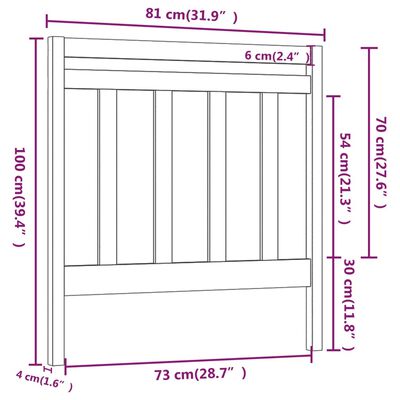 vidaXL Sengegavl 81x4x100 cm heltre furu