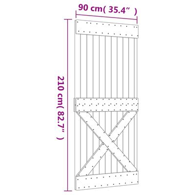 vidaXL Skyvedør med monteringstilbehør 90x210 cm heltre furu