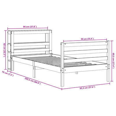 vidaXL Sengeramme uten madrass 90x200 cm heltre furu