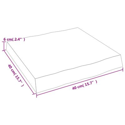 vidaXL Bordplate lysebrun 40x40x(2-6)cm behandlet heltre naturlig kant