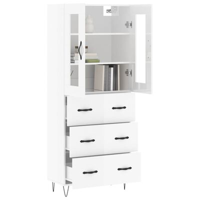 vidaXL Highboard høyglans hvit 69,5x34x180 cm konstruert tre