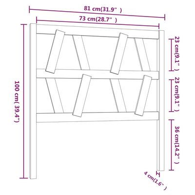 vidaXL Sengegavl honningbrun 81x4x100 cm heltre furu