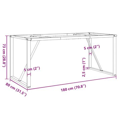 vidaXL Ben for spisebord O-ramme 180x80x73 cm støpejern