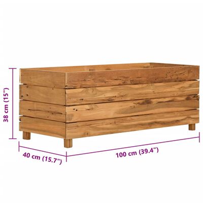 vidaXL Høybed 100x40x38 cm resirkulert teak og stål