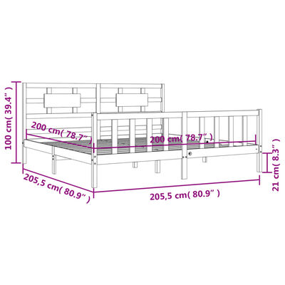 vidaXL Sengeramme med hodegavl 200x200 cm heltre