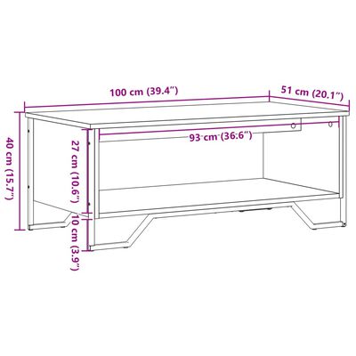 vidaXL Salongbord grå sonoma 100x51x40 cm konstruert tre