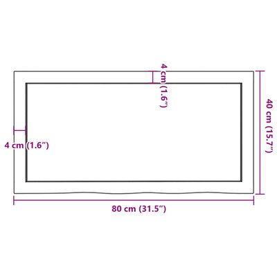 vidaXL Bordplate 80x40x(2-4) cm ubehandlet heltre eik